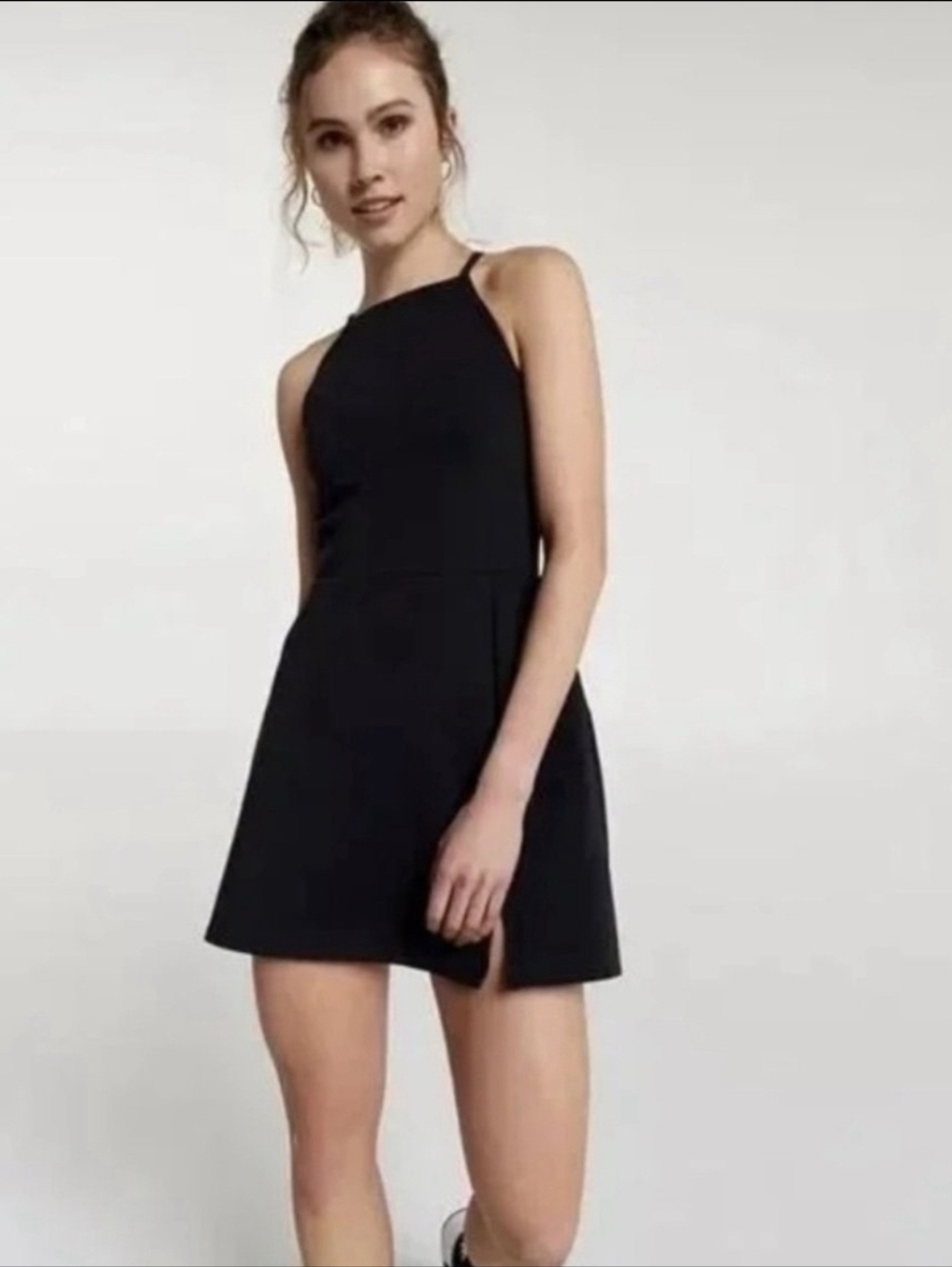 CALIA Women's Apron Neck Exercise Dress in Pure Black